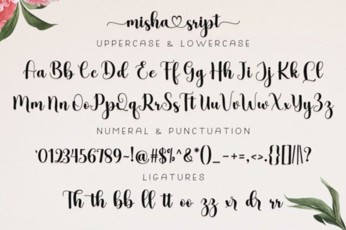 Misha Font, Display Font, Script Font, Wedding Font, Modern Font ...