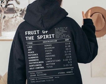 Fruit Of The Spirit Hoodie Christian Receipt Hoodie Worship Clothes Bible Verse Hoodie Trendy Christian Hoodie Jesus Hoodie Y2k Clothing