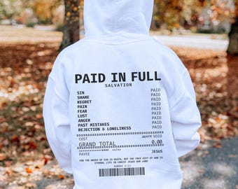 Paid In Full Receipt Hoodie Kids Bible Verse Hoodie Christian Youth Hoodie Christian Clothes For Kids Christian Apparel Faith Based Gift