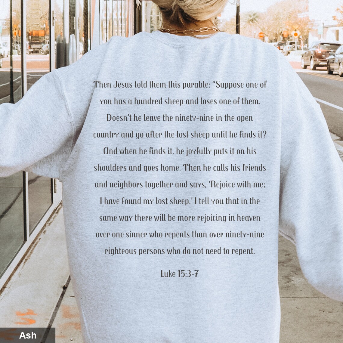The Parable of the Lost Sheep Sweatshirt Luke 15:3-7 Bible Scripture ...