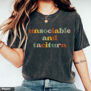 Unsociable and Taciturn Pride And Prejudice Shirt Jane Austen Shirt Pride And Prejudice Comfort Colors Retro Bookish Shirt Bookcore T Shirt