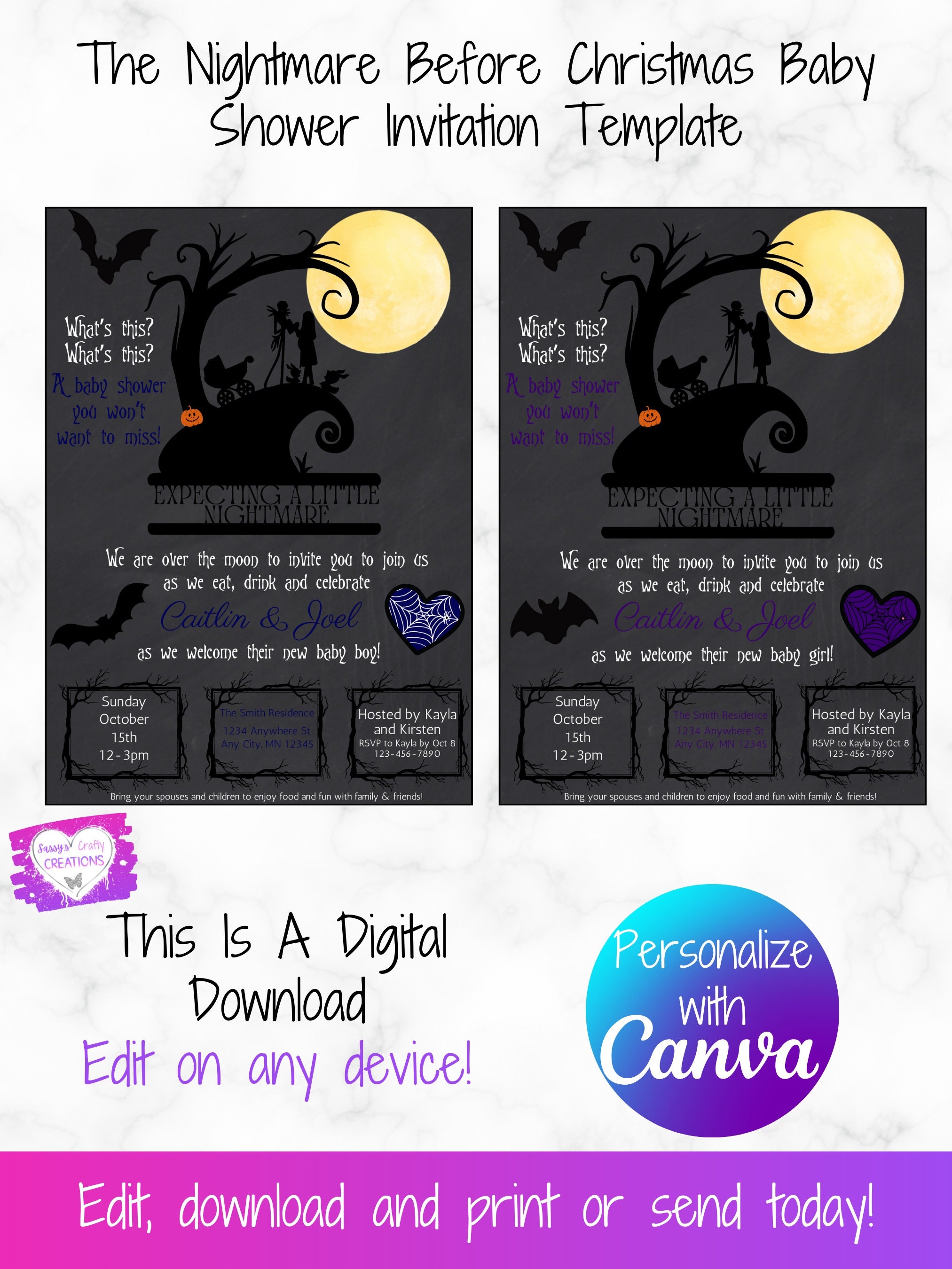 Nightmare Before Christmas Baby Shower Invitation Etsy