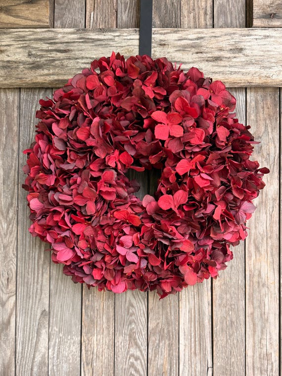 Burgundy Hydrangea Wreath | Fall and Christmas Wreath | Year Round Decor