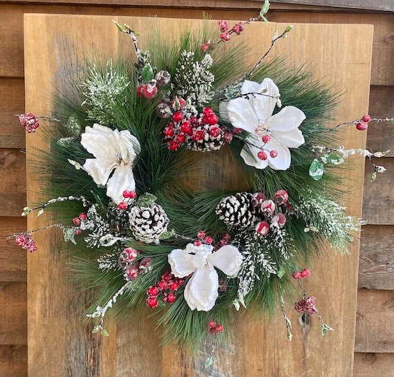 Snowy magnolia wreath