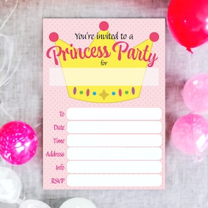Princess Birthday Fill In Invitation, Printable, Instant Download