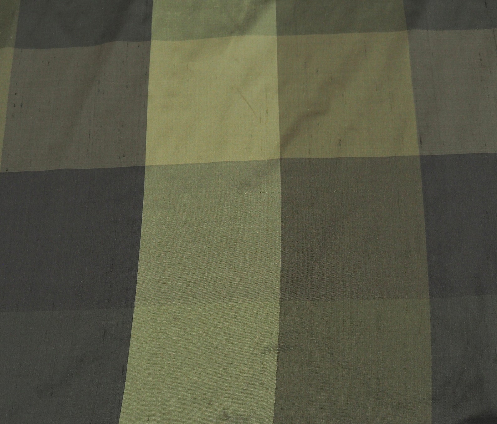 Black White 152 Plaid Silk Shantung