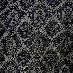 100% Silk Brocade- Black and Gold