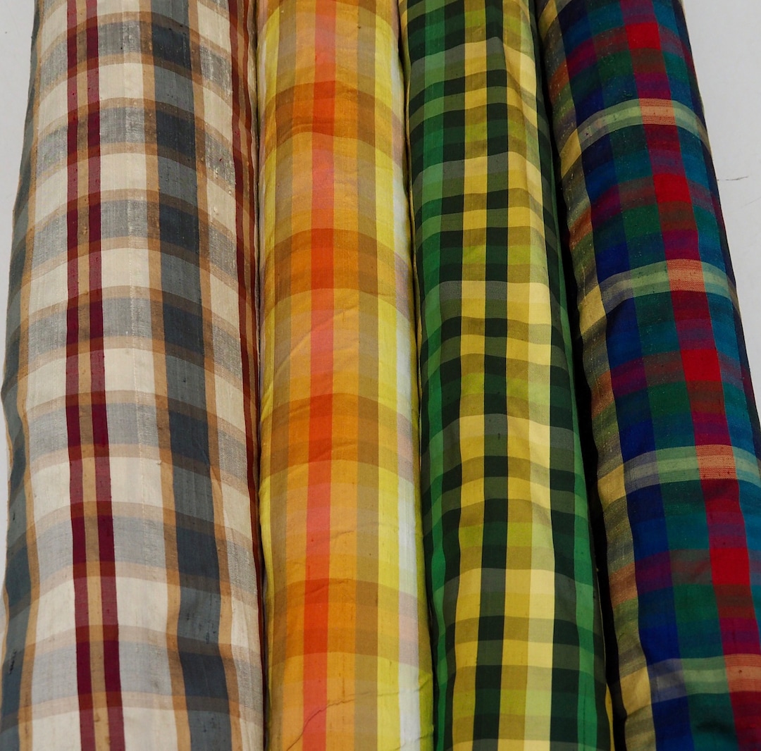 Black Red 193 Plaid Silk Shantung
