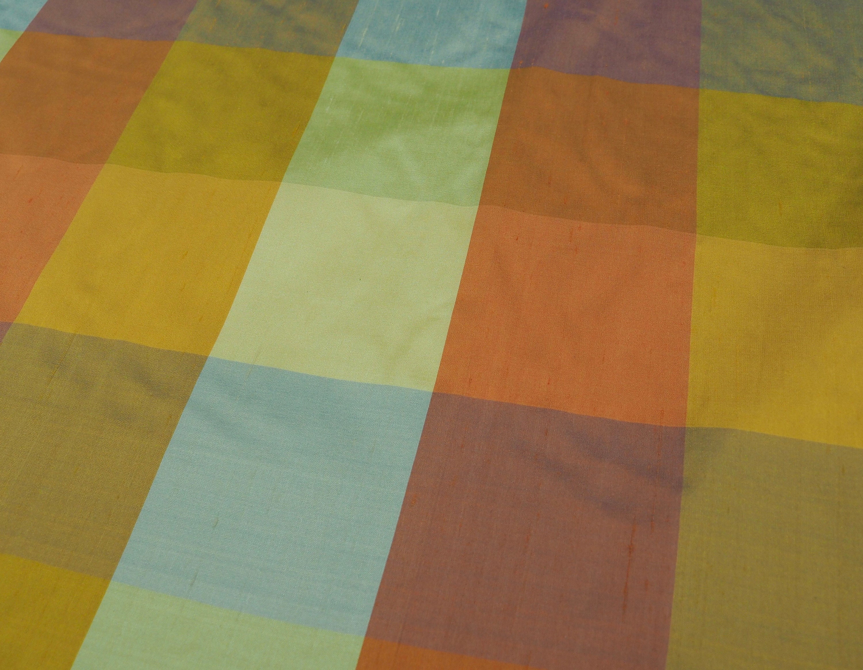 Multicolor Plaid Silk Shantung 85 Fabric