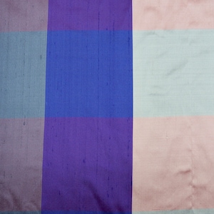 Blue Check 147 Plaid Silk Shantung