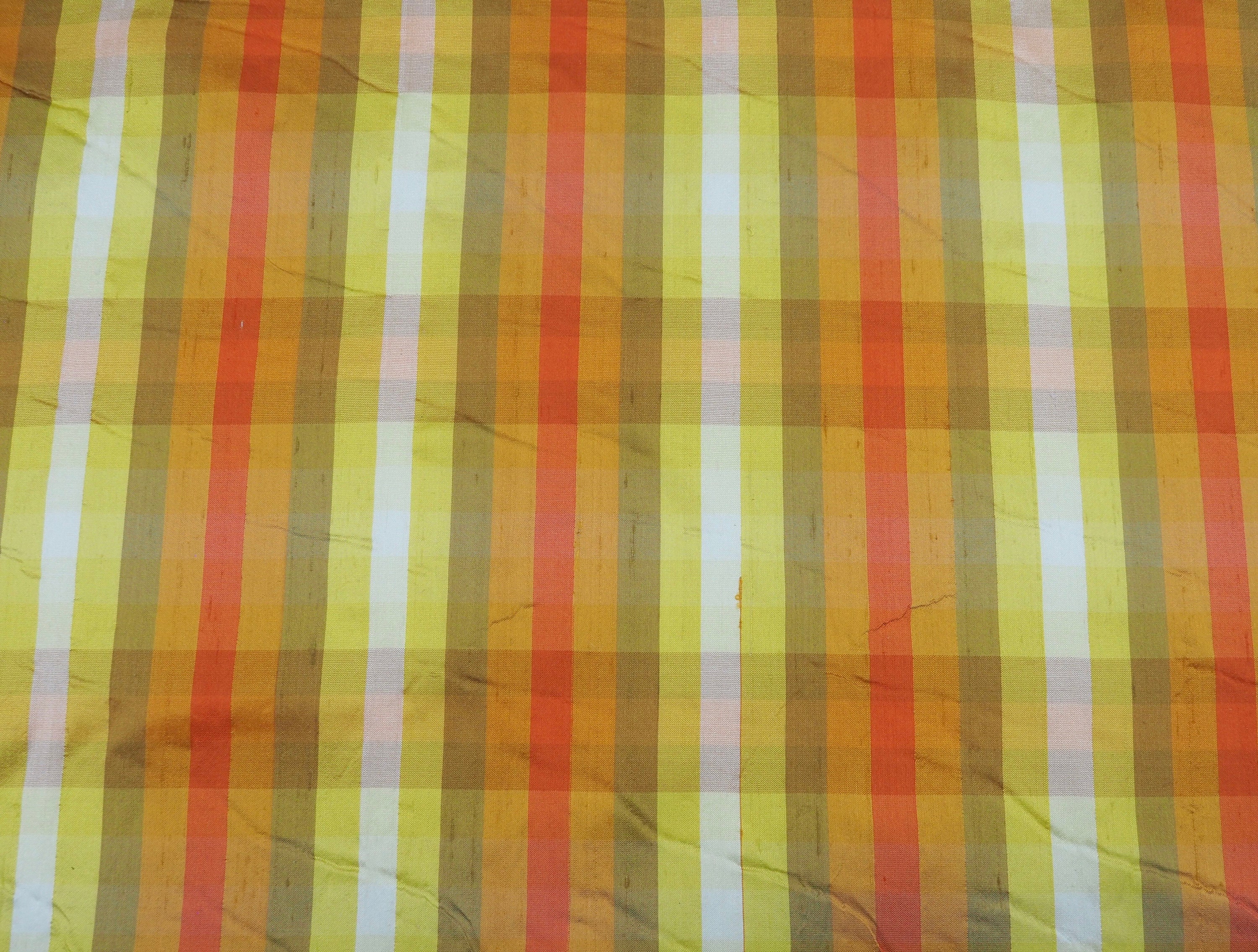 Multicolor Plaid Silk Shantung 383 Fabric