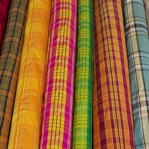 100% Silk Shantung Plaid
