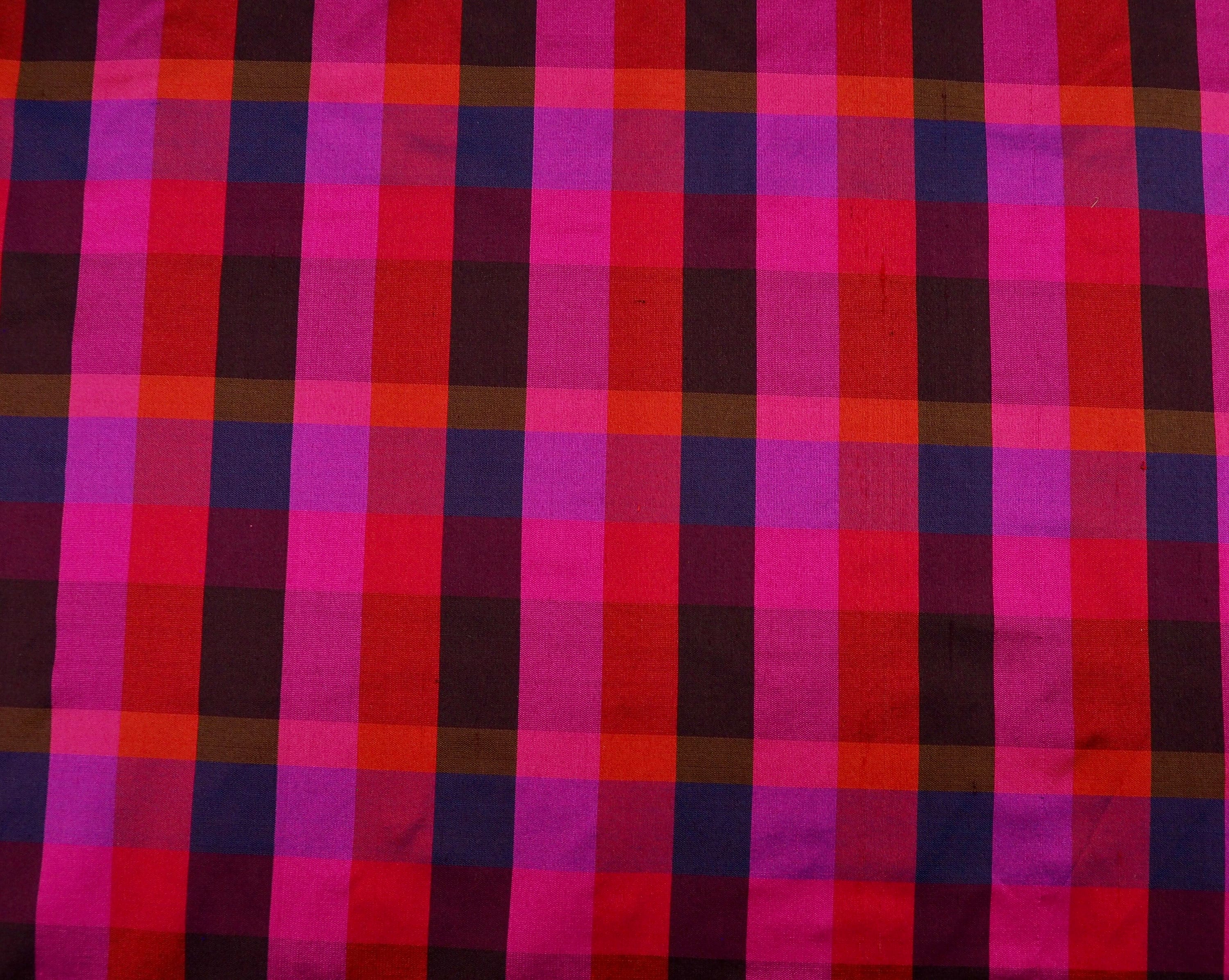 Multicolor Plaid Silk Shantung 76 Fabric