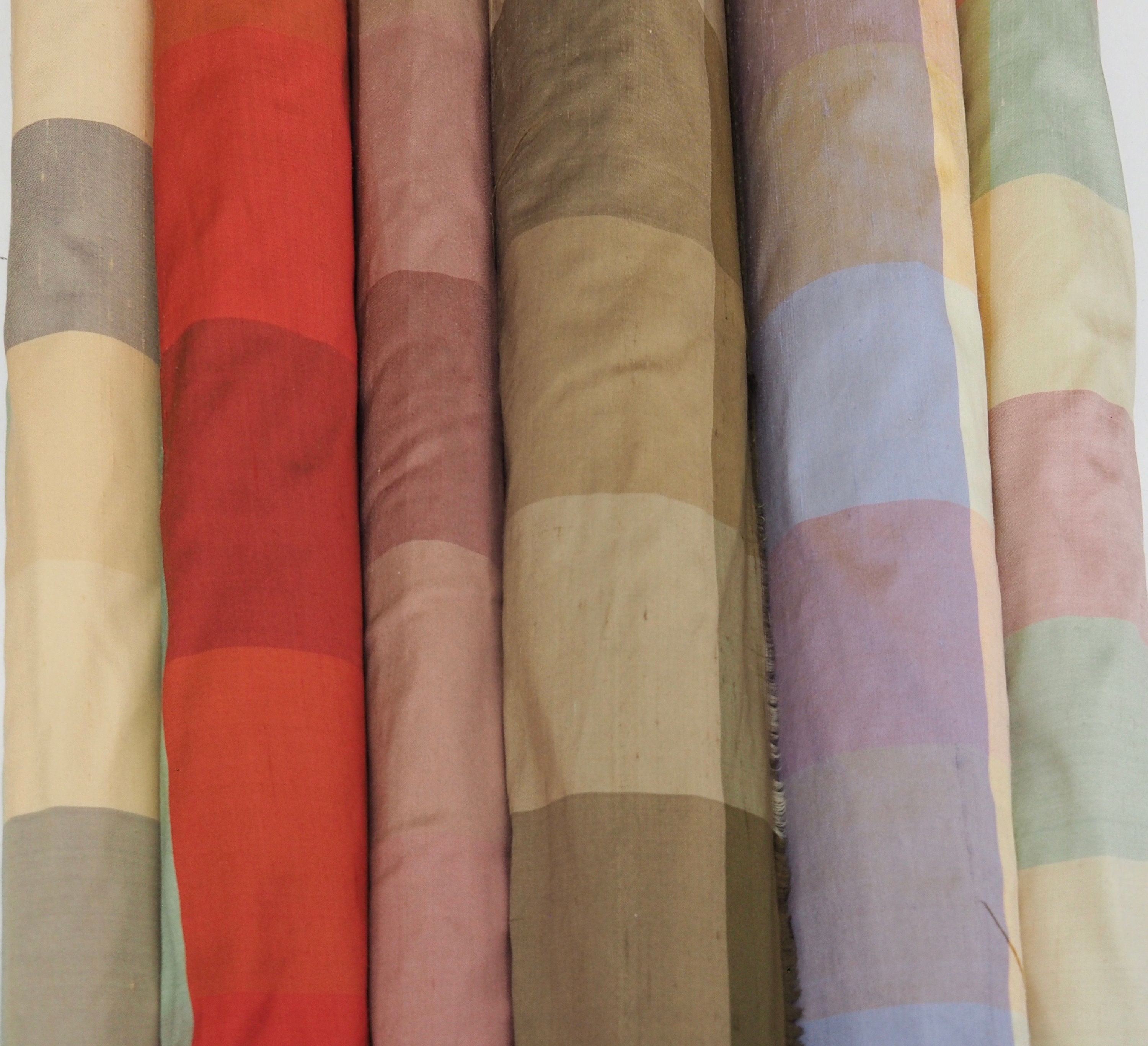 Multicolor Plaid Silk Shantung 95 Fabric