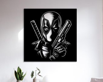 Deadpool svg schnitt dxf Datei Wandaufkleber pdf Silhouette Gravurvorlage cnc fräser Fräser digitaler Vektor download