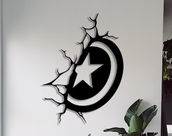 Captain America Shield svg cut dxf file wall sticker pdf silhouette engraving template cnc cutting router digital vector download