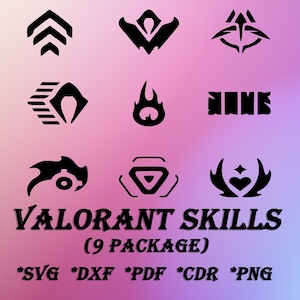 Game skills ability (9 pcs) icon svg cut dxf file wall sticker pdf silhouette engraving template cnc cutting router digital vector download