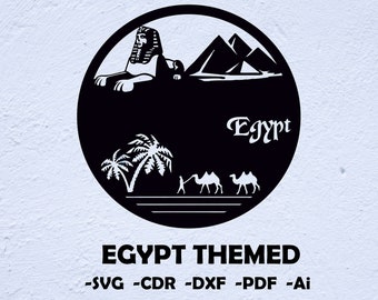 Egypt Themed svg cut dxf file wall sticker pdf silhouette engraving template cnc cutting router digital vector download