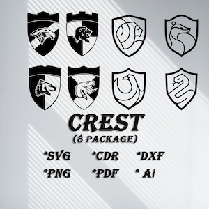 Crest (8 Bundle)  svg cut dxf file wall sticker pdf silhouette engraving template cnc cutting router digital vector download