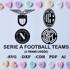 Serie A Football Teams (4 Logos) svg cut dxf file wall sticker pdf silhouette engraving template cnc cutting router digital vector download