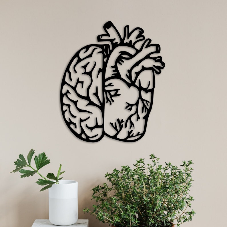Brain Dxf Hearth and Brain Svg Cut Dxf File Wall Sticker Pdf Silhouette Engraving ...