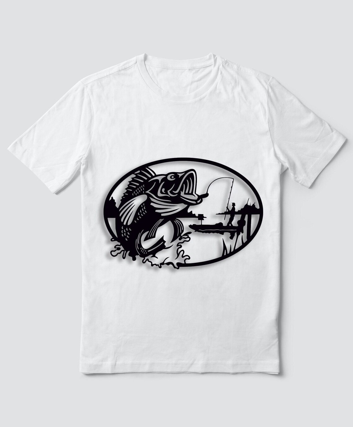 Fishing Fish Scene Svg Cut Dxf File Wall Sticker Pdf Silhouette ...