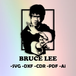 Bruce Lee portrait svg cut dxf file wall sticker pdf silhouette engraving template cnc cutting router digital vector download