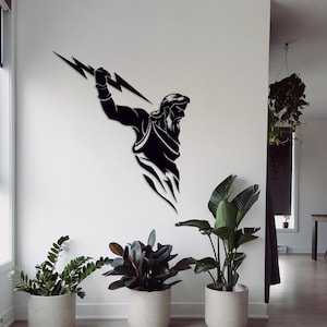 Zeus with Lightning svg cut dxf file wall sticker pdf silhouette engraving template cnc cutting router digital vector download