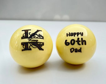 Your Name on Monogram Custom Pool and Billiard Cue Ball - Great Gift for Birthday, Personalized cue ball, gift for son, best gift for dad