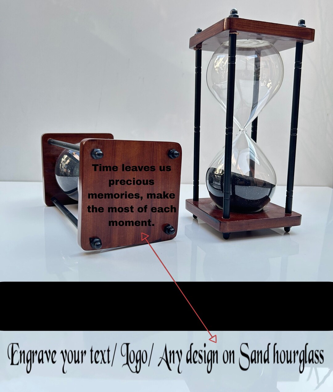 Handmade Sand Timer Clock With Black Sand for Home Décor Personalized ...