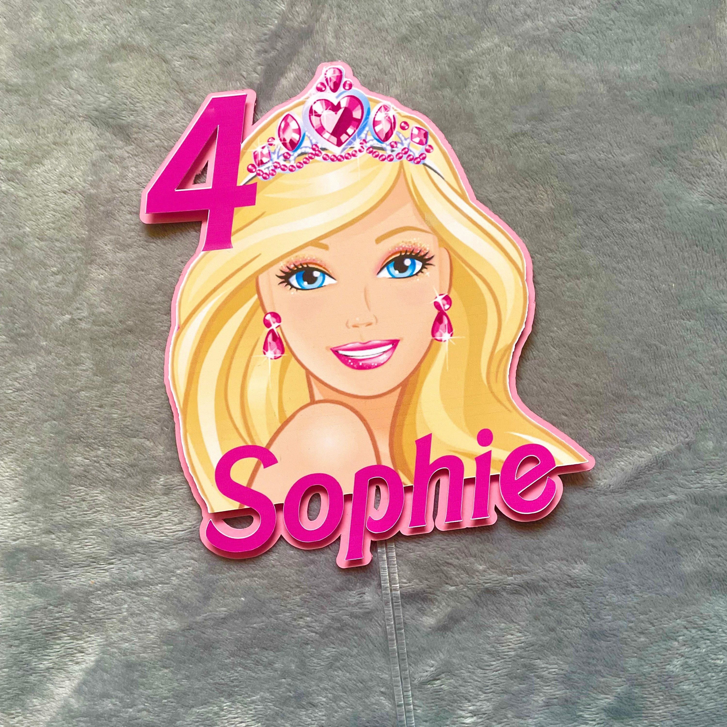 Topo de Bolo para Imprimir Barbie Princesas - Edite grátis com