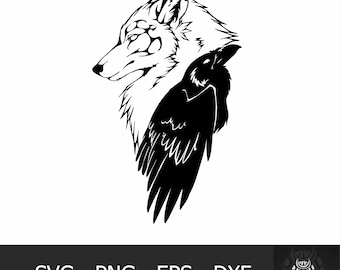 CROW SVG, CROW Clipart, Crow Svg Files For Cricut,Howling Wolf svg, Wolf Howl svg, Mountain Wolf svg, Wolf Pack svg, Wolf svg,, Bird Svg Cut