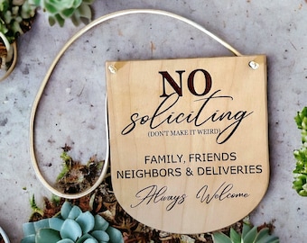 Engraved Baltic Wood No Soliciting Sign