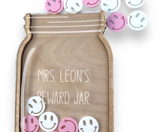 Kundenspezifisches Belohnungsglas für Kinder, Belohnungsglas für Lehrer Geschenk, Geschenke für Lehrer, Belohnungsglas für Kinder, Lächelt Tokenglas, Schulanfanggeschenk