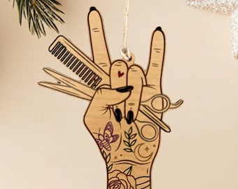 Haar Stylist Ornamente, Geschenk für Friseur, Weihnachtsverzierung, Rock auf Ornament, Geschenkidee
