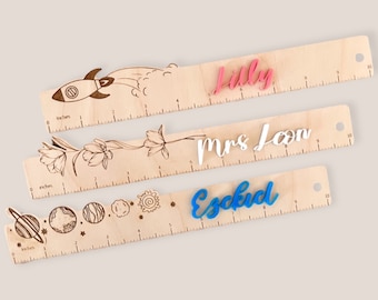 Personalized ruler, wood ruler, school wood ruler, engraved ruler, back to school, gift to school, gift for teacher, school material, ruler