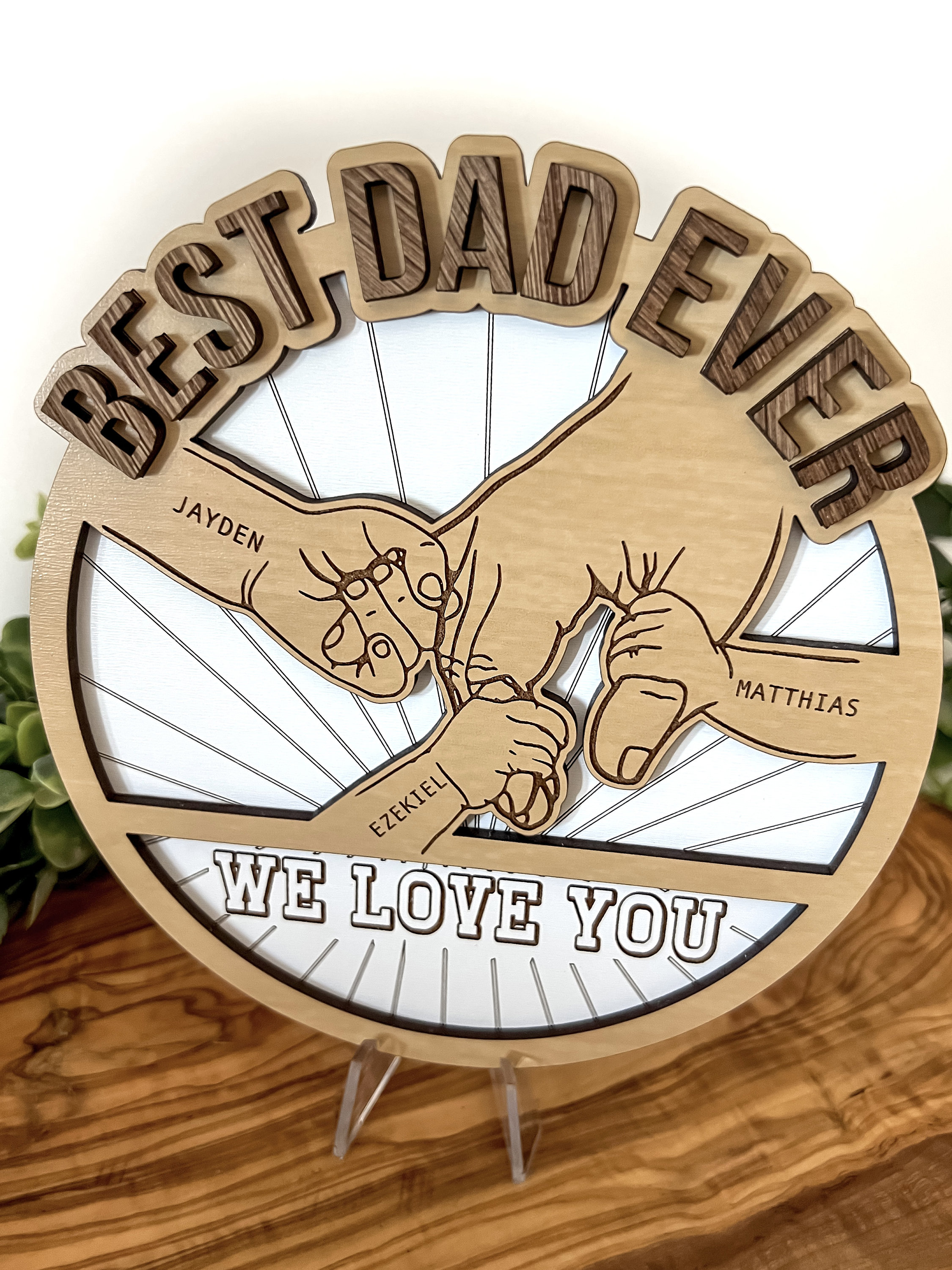 Father Figure Sign Wrapped Around Dad’s Finger Sign Gift, Custom Dad's Gift. Grandpa's ...