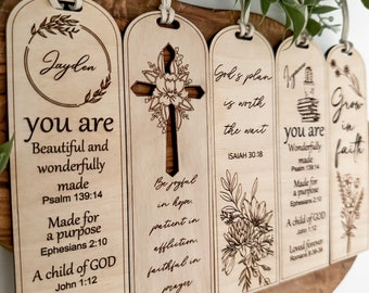 Engraved Wood Bookmark: Personalized Baptism Gift, Bible Verse