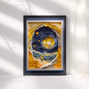 Cielo nocturno estrellado Paisaje Arte Impresión Cielo nocturno colorido Naturaleza Sala de estar Arte de la pared Niño Cartel estrellado