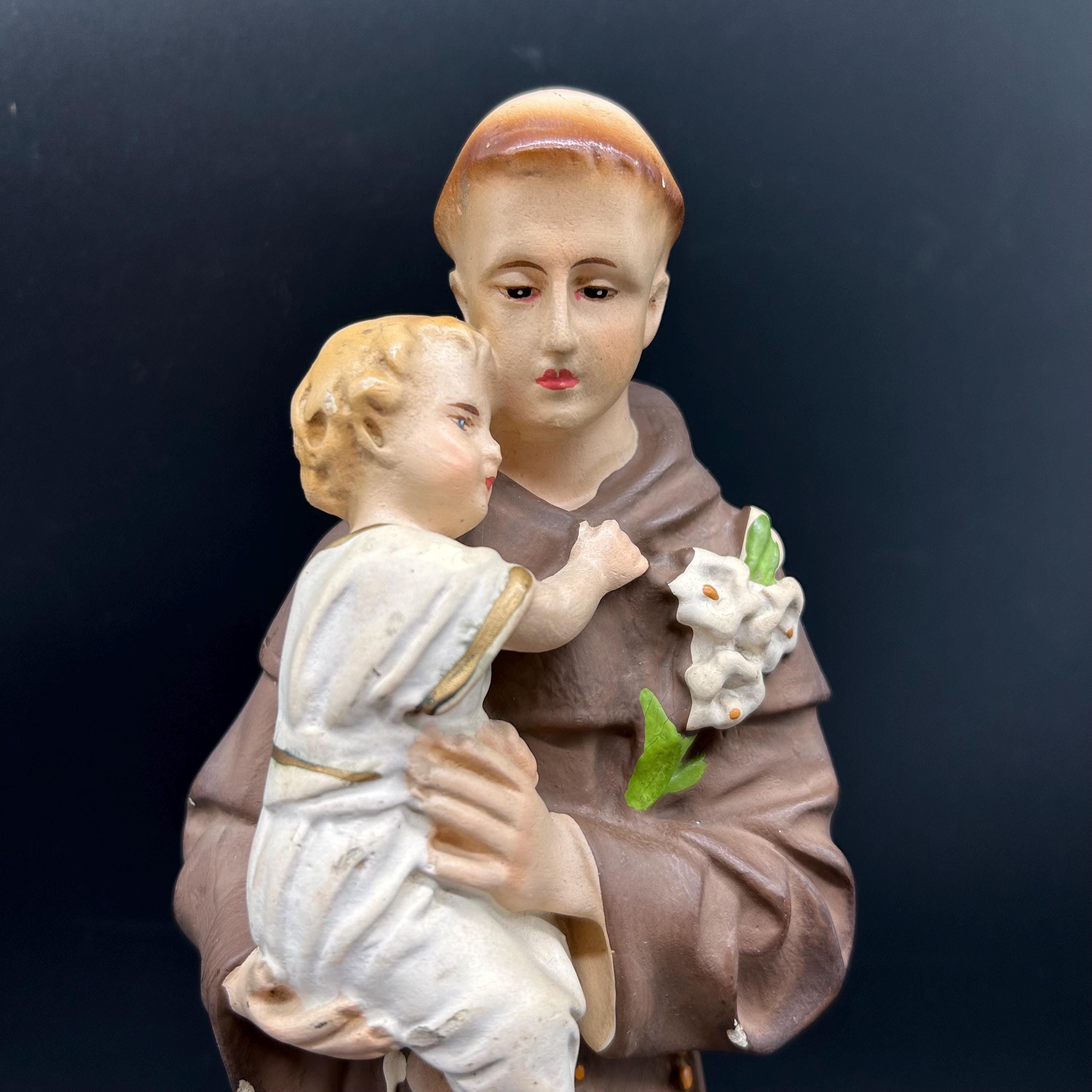 Vintage St Anthony Statue of Saint Anthony of Padua 13 1/2 inches chalk ware