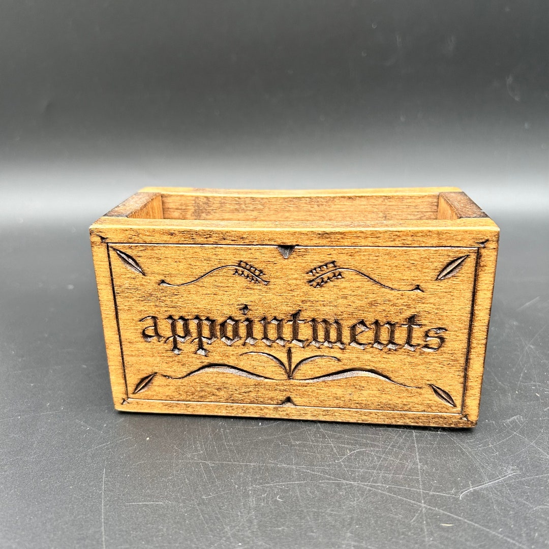 Wooden Desktop Appointment Box Carved 5.5 X 3 - Etsy