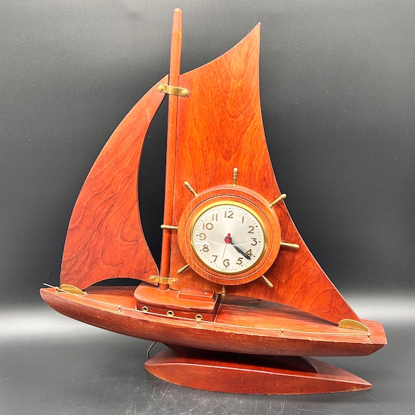 Vintage Wooden Sailing Boat Clock