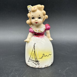 Vintage Girl Bell Figurine Kitschy Ceramic