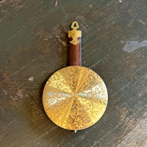 Vintage Ornate Brass Clock Pendulum with Floral Etching - Antique Parts for Clock Repair and Restoration