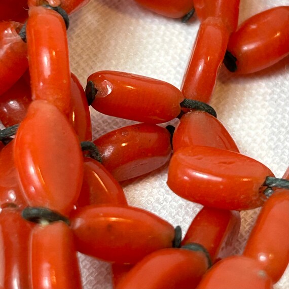 Coral Glass Beaded 6 Strand Necklace 18” length. - image 2