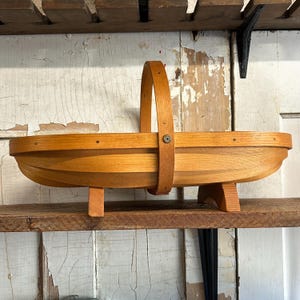Vintage Peterboro Basket Co. Wooden Large Trug Basket - Classic Garden & Harvest Basket, USA Made