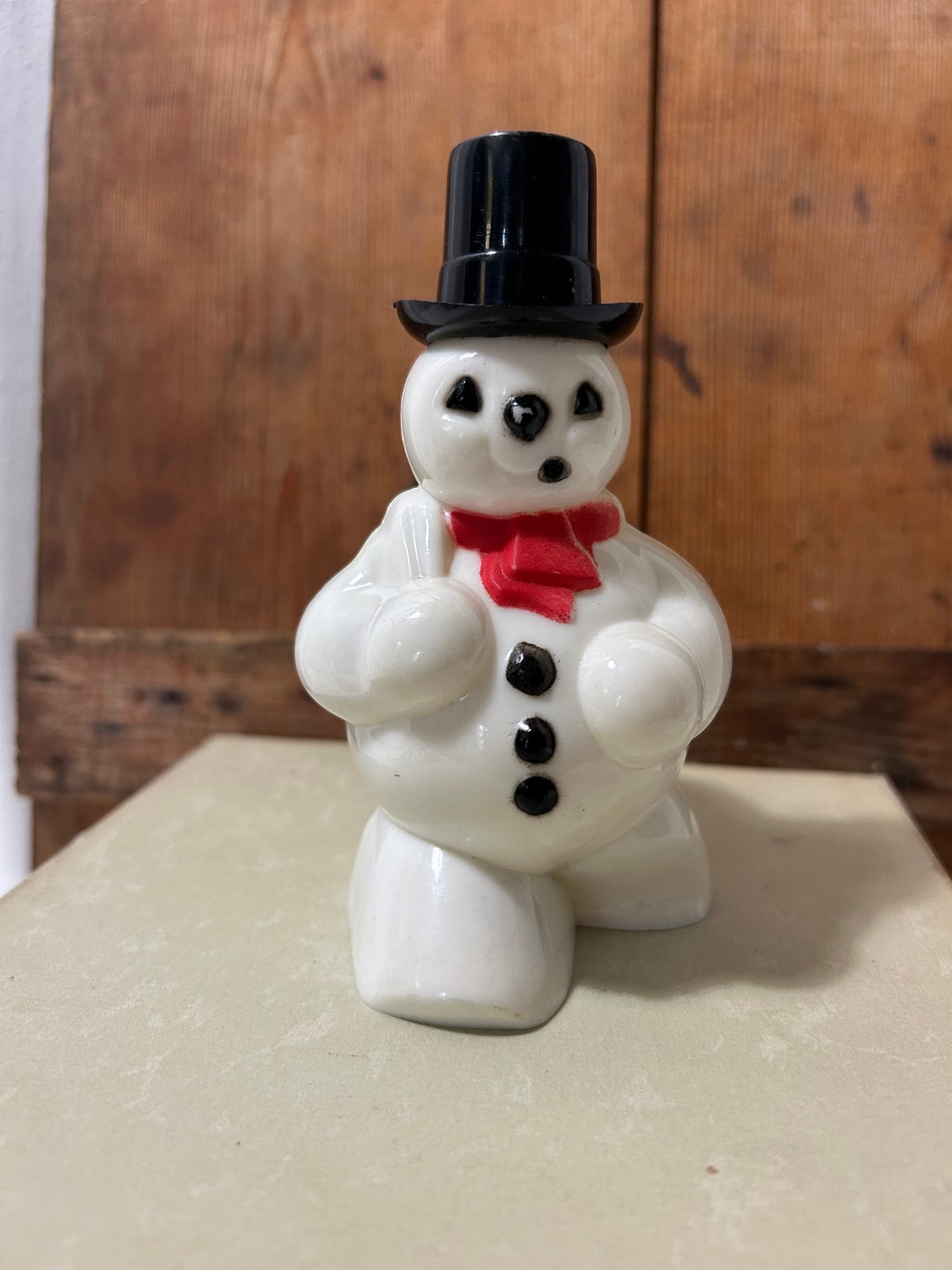 Old Hard Plastic Snowman Candy Container Etsy