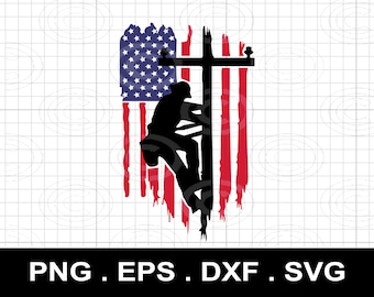 Lineman American Flag (svg, png, eps, dxf) (Digital Download)