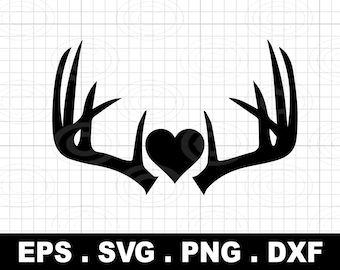 Deer Heart Antler SVG, Dad Clipart (Digital Download)