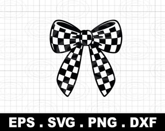 Arquivo de corte com laço xadrez, design Coquette Preppy (Download digital)